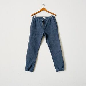 Taylor Stitch MEDIUM The Apres waffle knit organic cotton pants in grey / blue